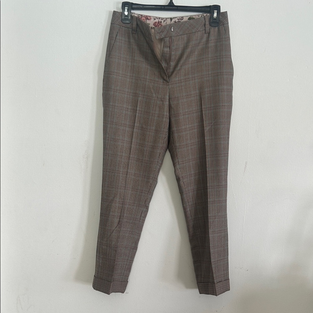 Marc Cain Brown Glen Plaid Men’s Dress Pants